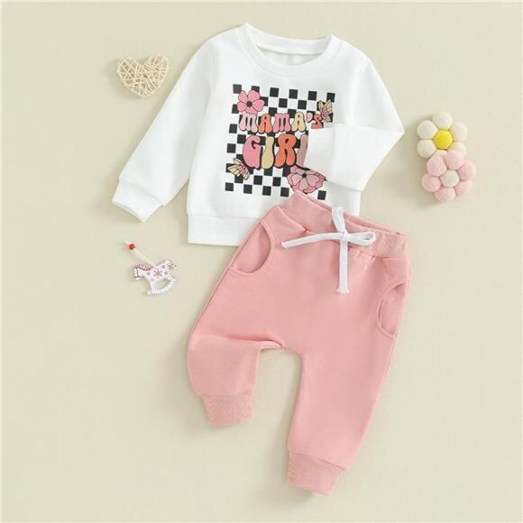 2Pcs Set Infant Baby Girl Fall Dress Girl Long Sleeve‎ Crewneck Sweatshirt Pants - Picture 2 of 6